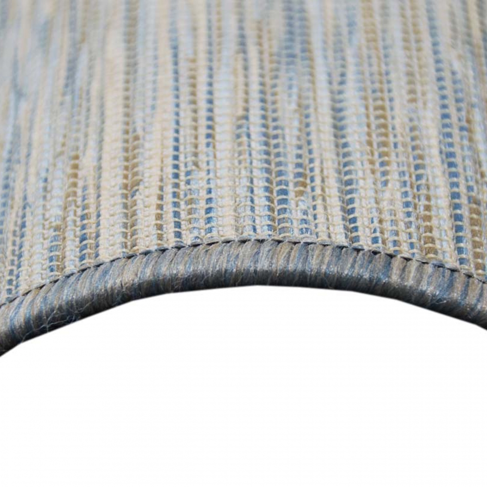 Teppich Modern Flachgewebe Küchenteppich Indoor Teppich Outdoor Teppich beidseitig nutzbar Farbe Blau Beige