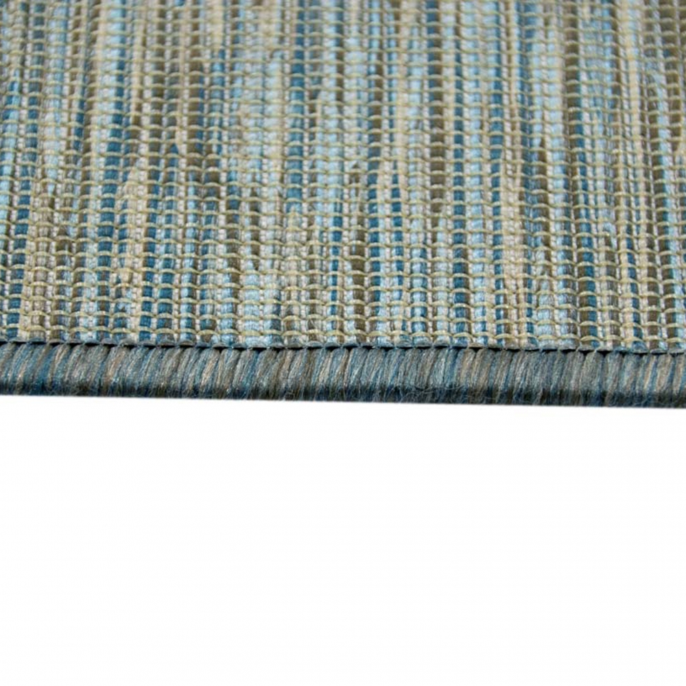 Teppich Modern Flachgewebe Küchenteppich Indoor Teppich Outdoor Teppich beidseitig nutzbar Farbe Blau Beige