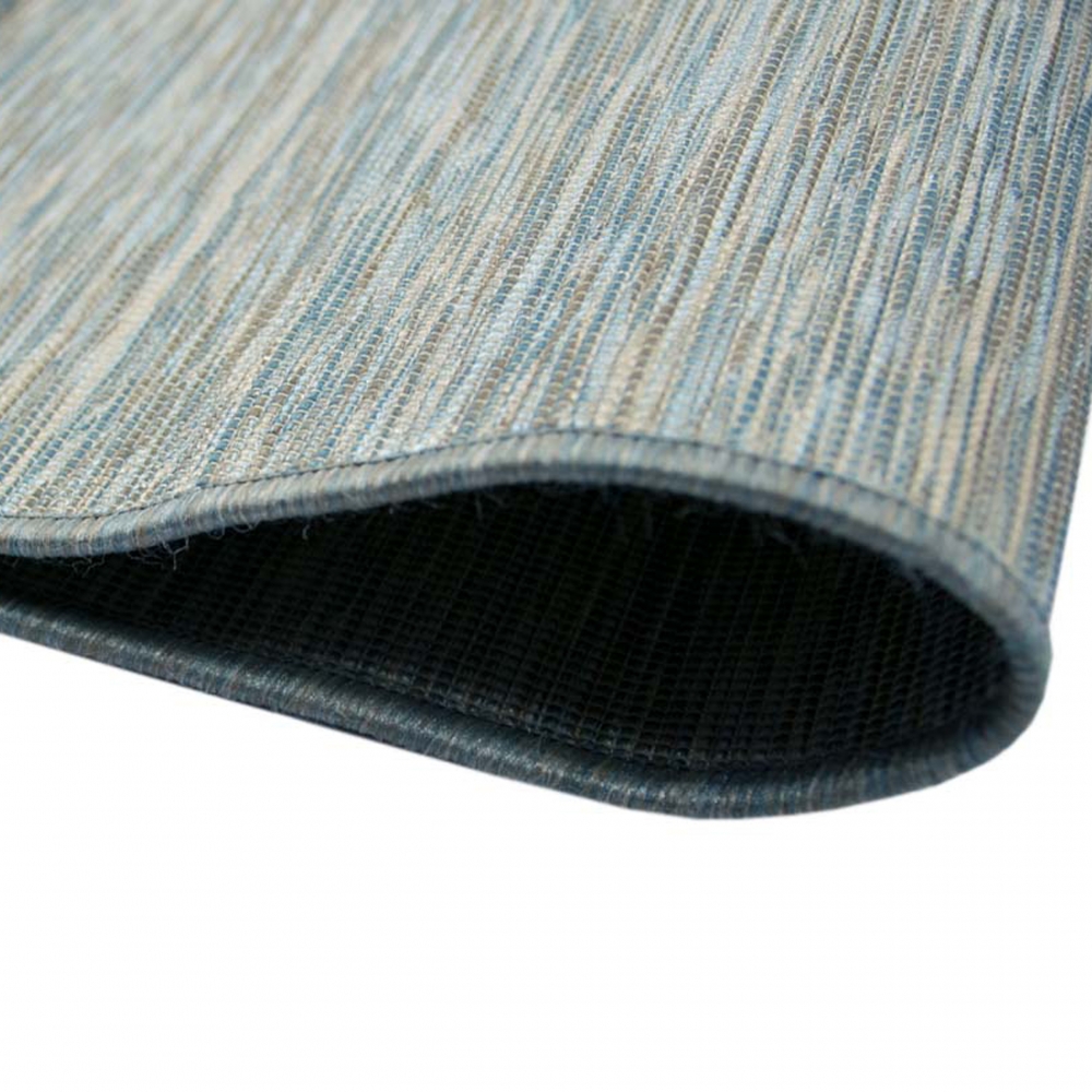 Teppich Modern Flachgewebe Küchenteppich Indoor Teppich Outdoor Teppich beidseitig nutzbar Farbe Blau Beige