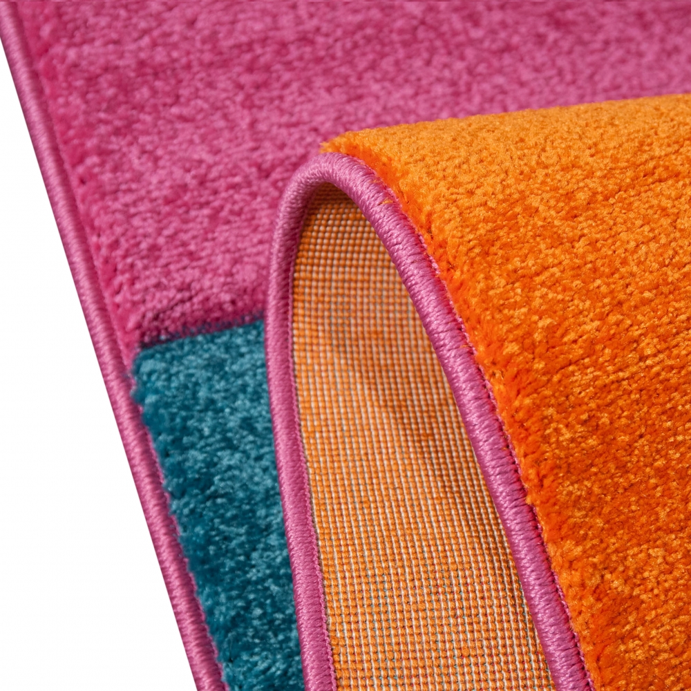Kinderteppich Spielteppich Kinderzimmer Teppich Karo Muster Multicolour Rot Türkis Orange Creme Grün Pink