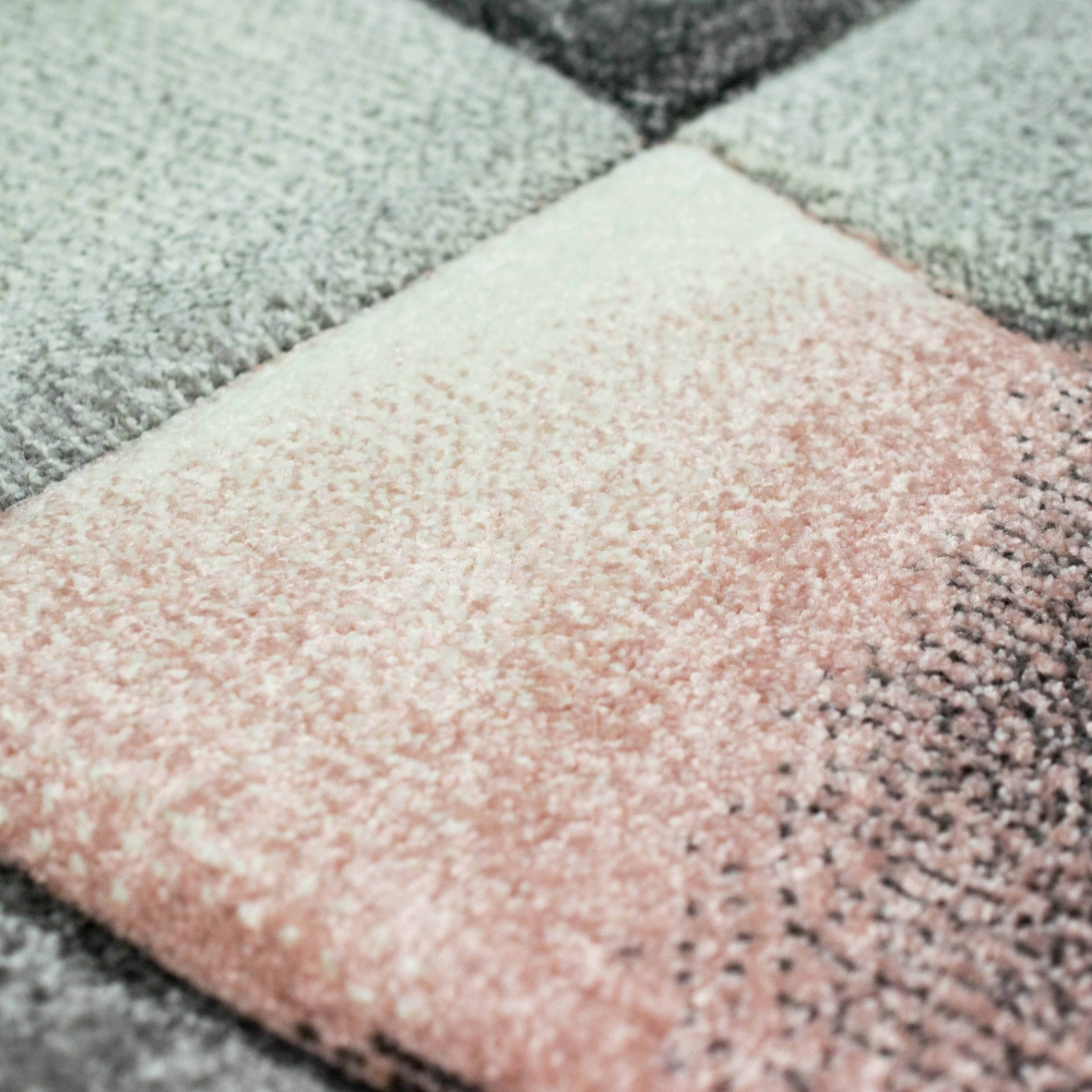 Teppich modern Teppich Wohnzimmer Teppich Kurzflor in pastell rosa grau