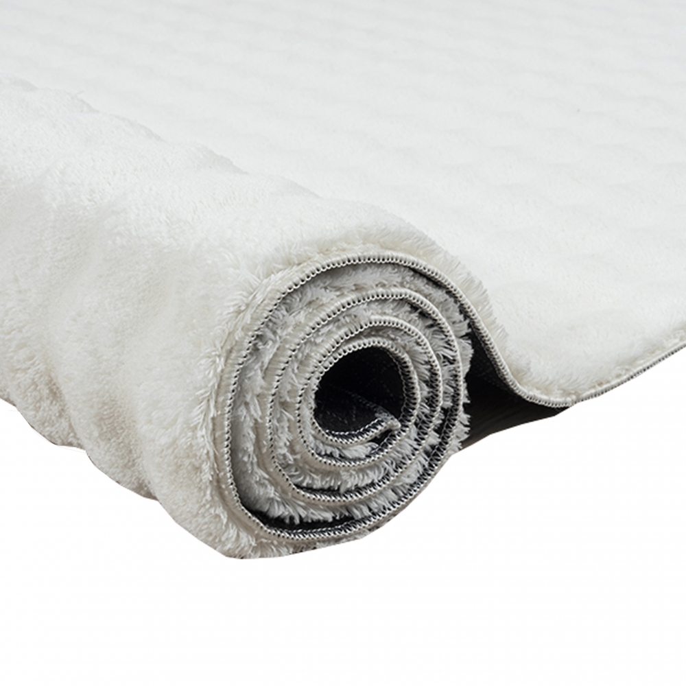 Wohnzimmer Schlafzimmer Teppich Wellenmuster weich flauschig rutschfest allergikerfreundlich in creme