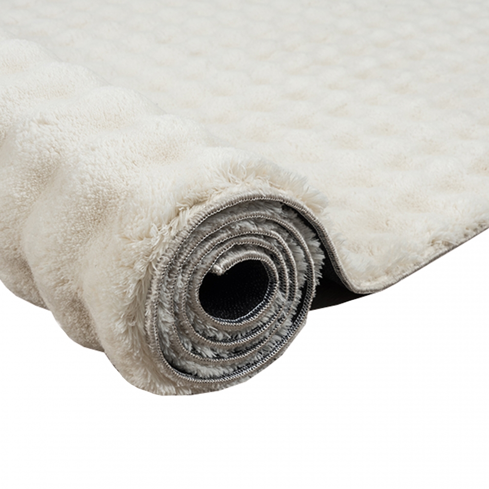 Wohnzimmerteppich Schlafzimmerteppich punkte Muster hoch tief Effekt weich kuschelig rutschfest Allergiker geeignet in beige