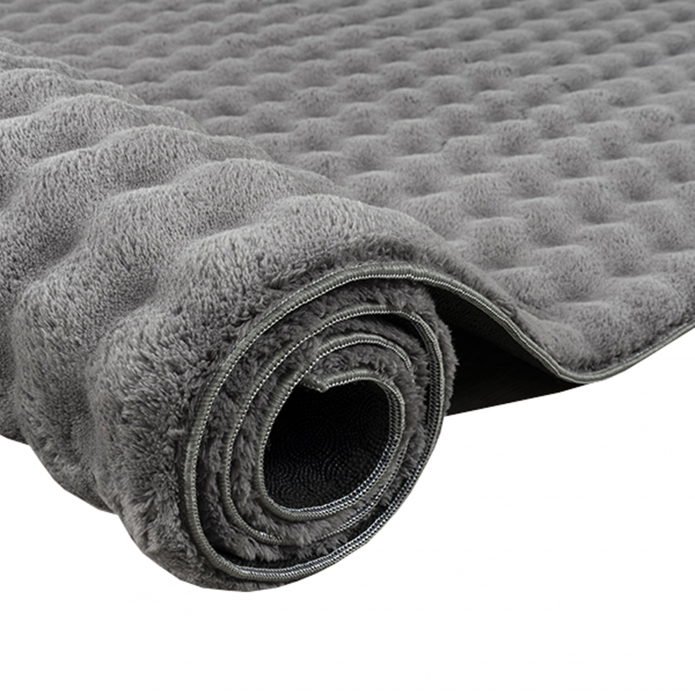 Wohnzimmerteppich Schlafzimmerteppich kuschelig weich flauschig hoch tief Effekt punkte Design allergikerfreundlich in Anthrazit