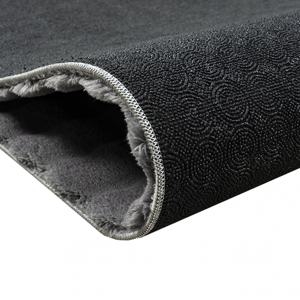 Wohnzimmerteppich Schlafzimmerteppich kuschelig weich flauschig hoch tief Effekt punkte Design allergikerfreundlich in Anthrazit