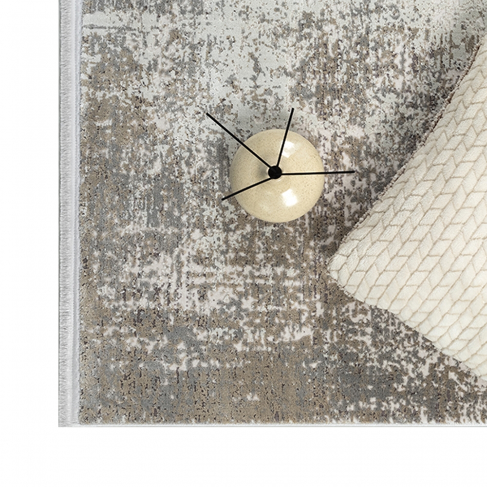 Moderner Teppich Wohnzimmer abstraktes Muster in dezenten Beige- und Cremetönen