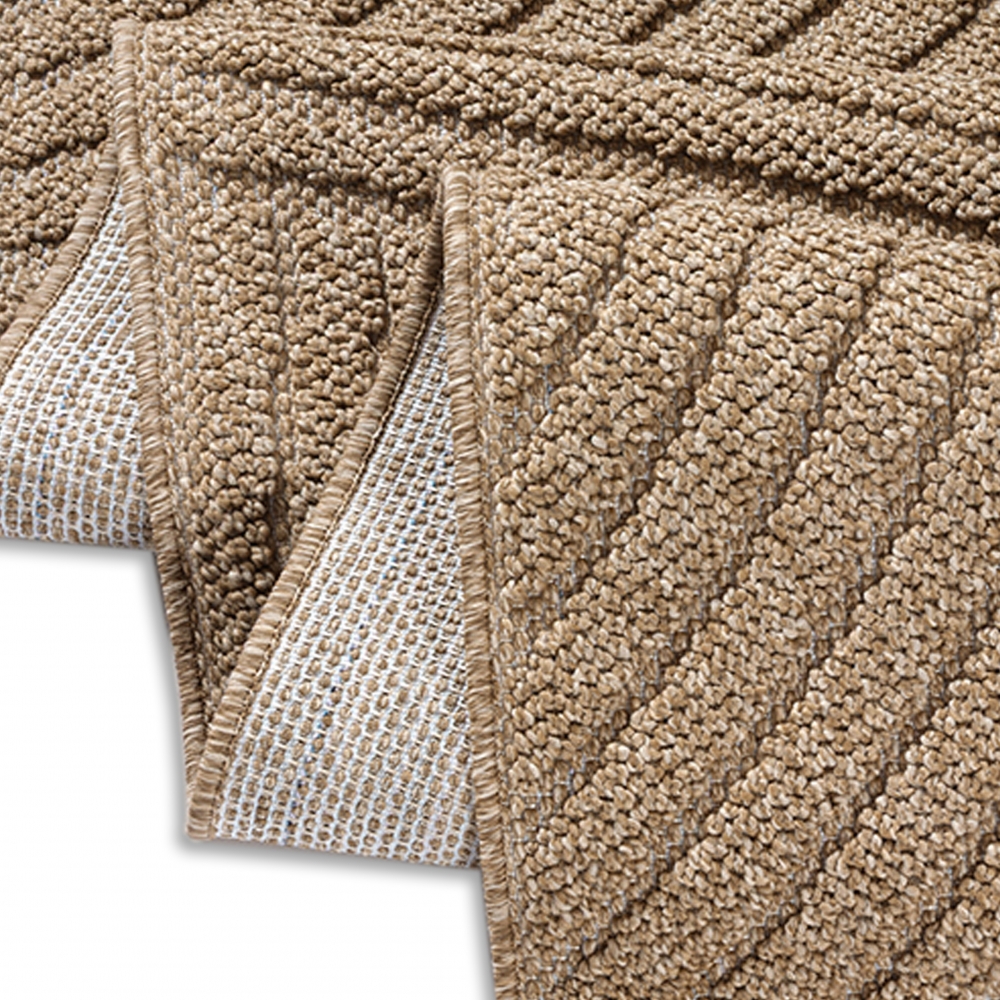 Teppich In- und Outdoor mit Wellenmuster vielseitig einsetzbar in Beige