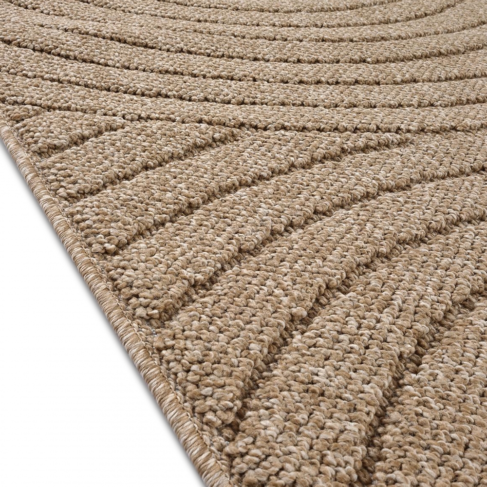 Teppich In- und Outdoor mit Kreislinien-Muster in Beige für moderne Wohn- und Außenbereiche