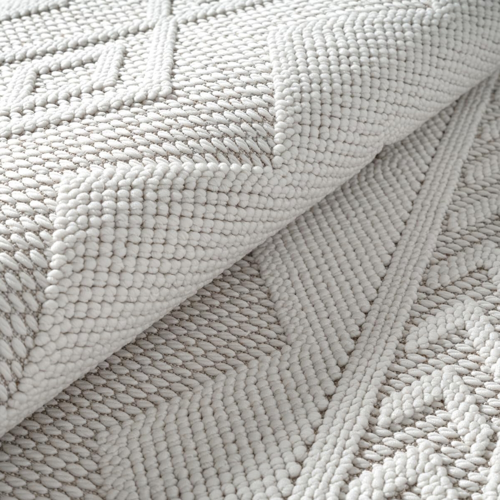 Boho Teppich mit moderner Loop-Struktur für Wohnräume Creme