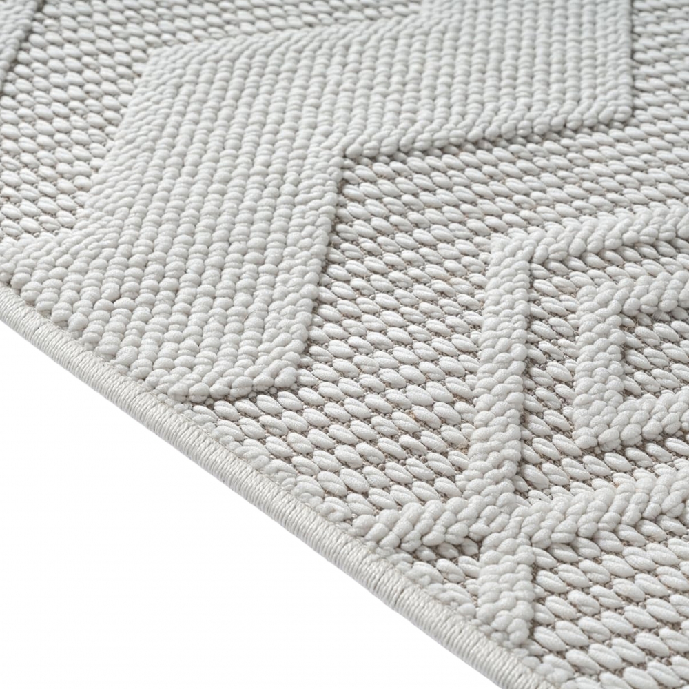 Boho Teppich mit moderner Loop-Struktur für Wohnräume Creme