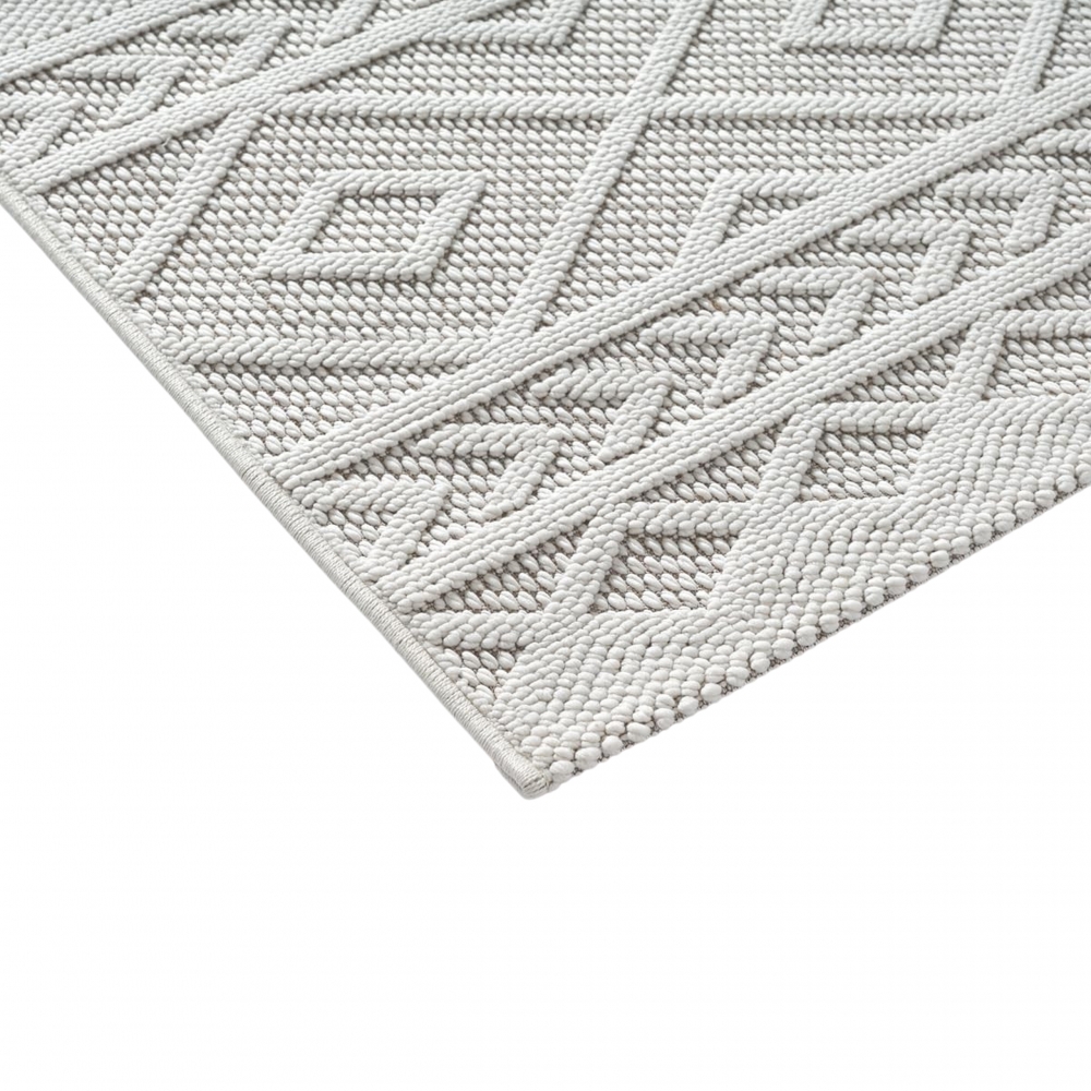 Boho Teppich mit moderner Loop-Struktur für Wohnräume Creme