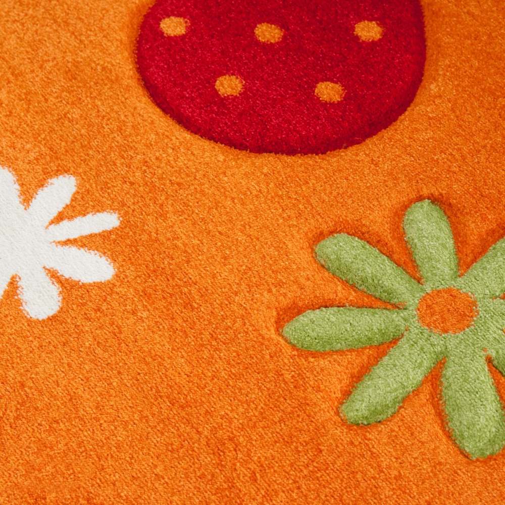 Bunter Schmetterlings-Teppich für Kinderzimmer in orange rot