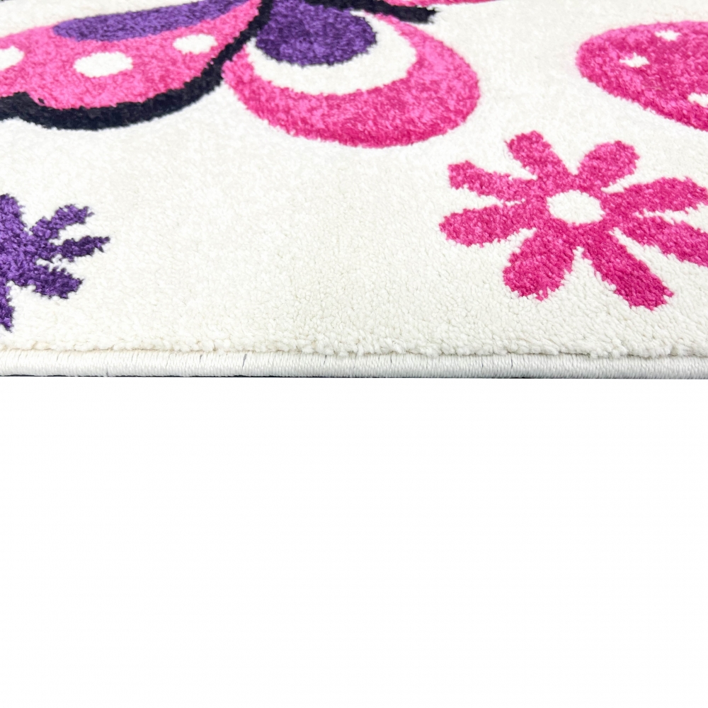 Kinderzimmer-Teppich mit Schmetterlingen in creme pink Läufer