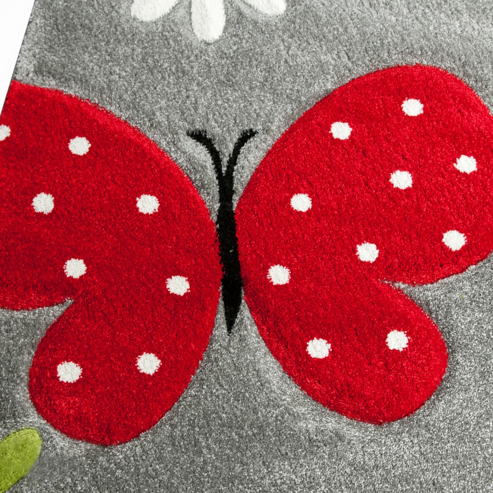 Kinderzimmer-Teppich mit niedlichen Schmetterlingen in grau