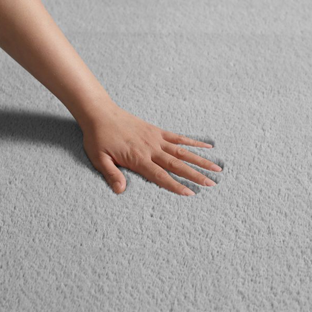 Wohnzimmerteppich Einfarbig Rutschfest  Modern Weich in grau