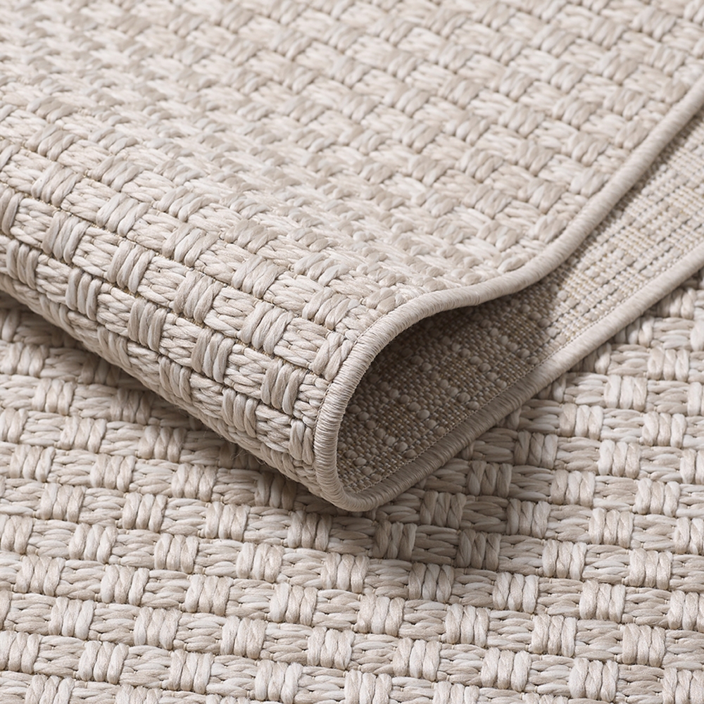 In- & Outdoorteppich Terrasse wetterfest kurzflor einfarbig in beige