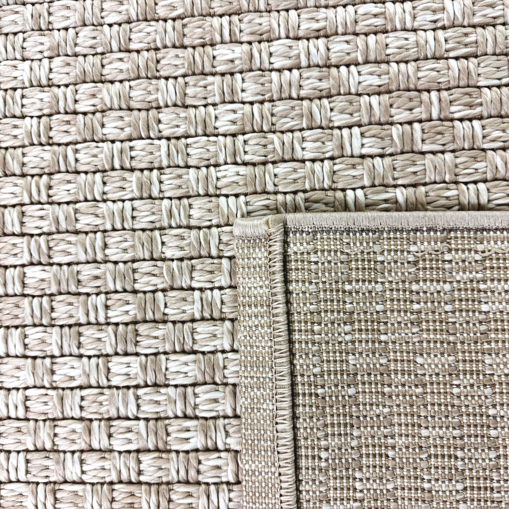 In- & Outdoorteppich Terrasse wetterfest kurzflor einfarbig in beige