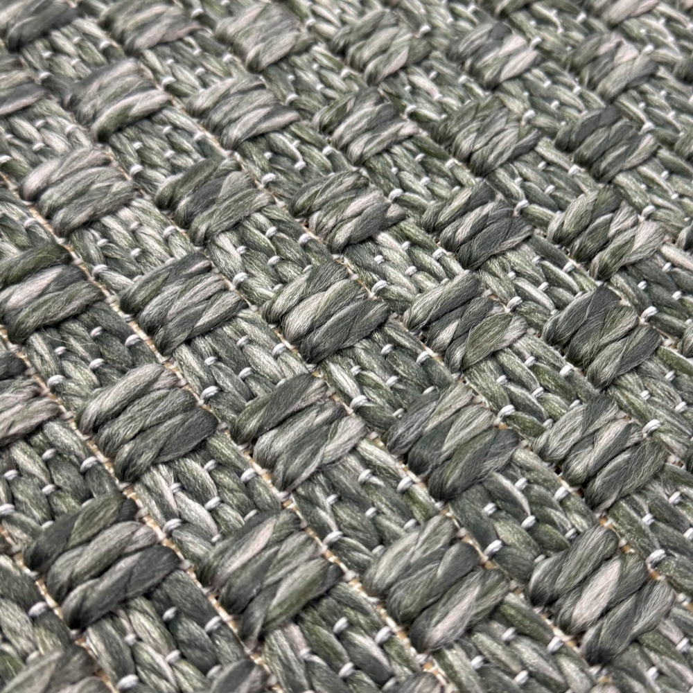 Teppich Grün Flechtoptik Strapazierfähig Indoor Outdoor