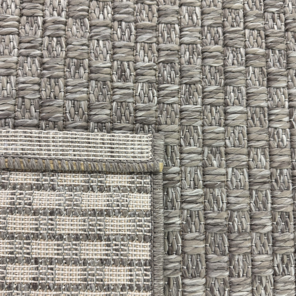 Teppich Taupe Flechtoptik Strapazierfähig Für Balkon Terrasse