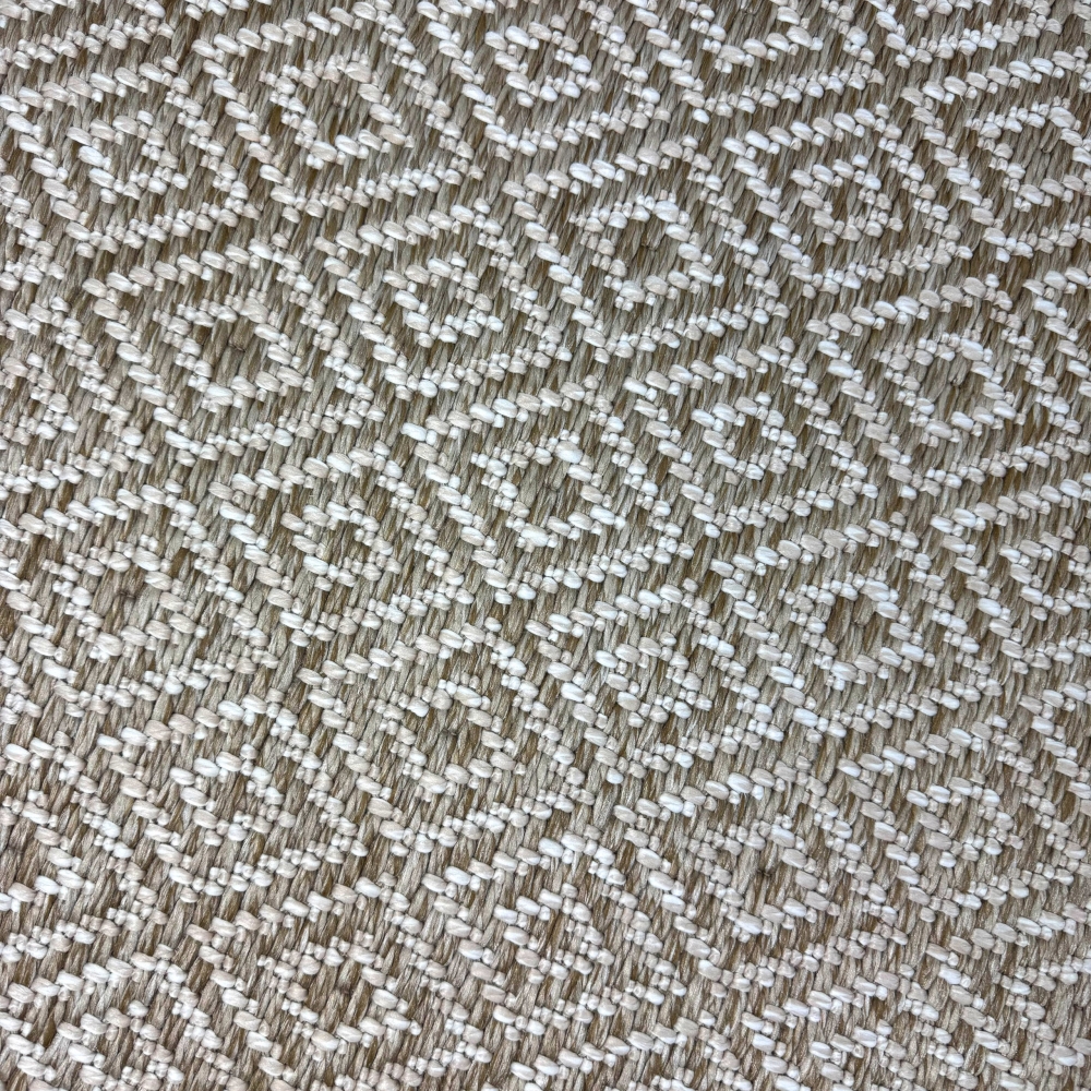 In- & Outdoorteppich Terrasse wetterfest kurzflor im Rautenmuster in beige