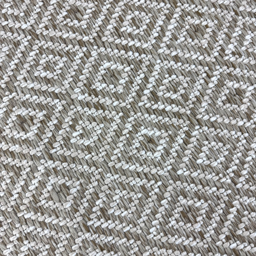In- & Outdoorteppich Terrasse wetterfest kurzflor im Rautenmuster in beige