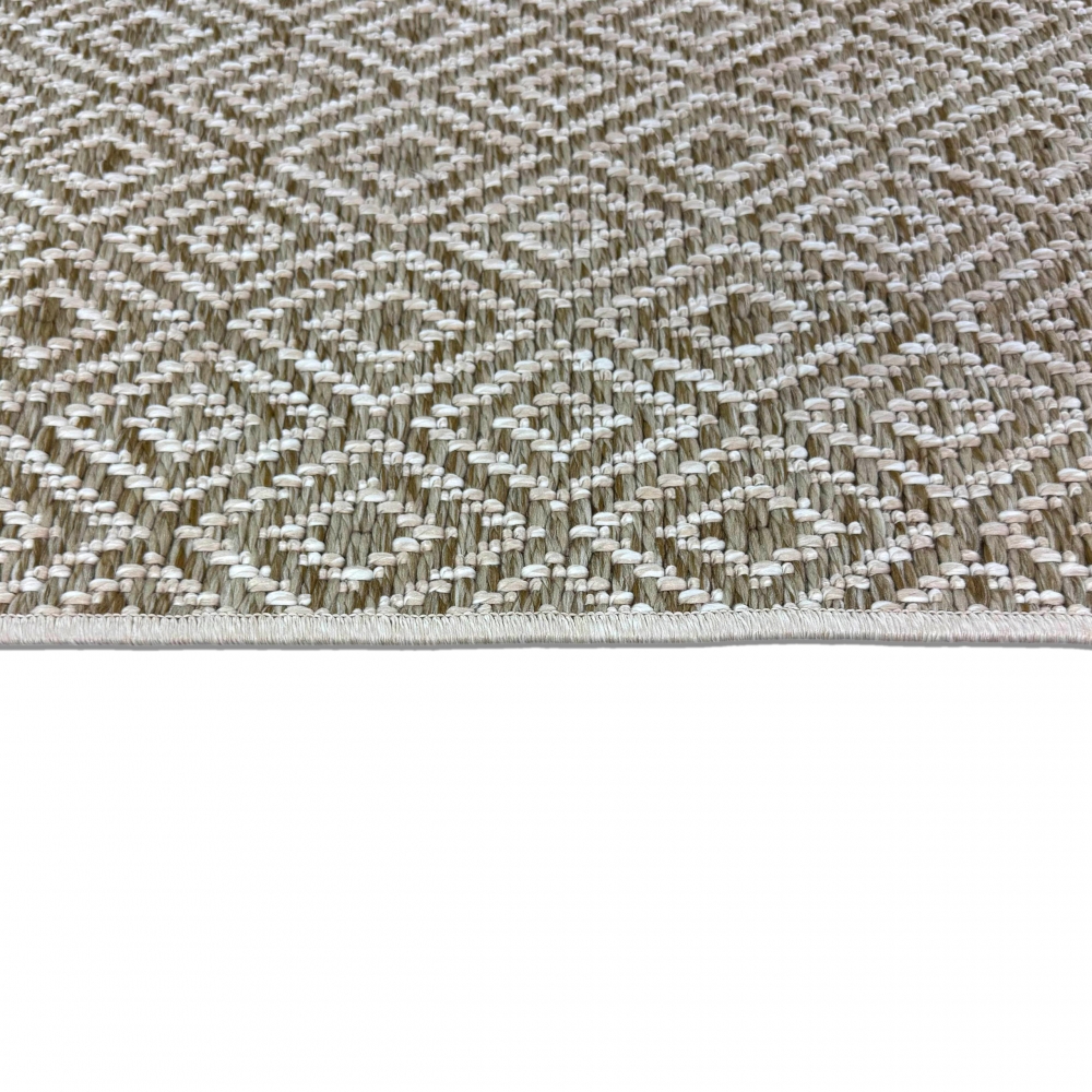 In- & Outdoorteppich Terrasse wetterfest kurzflor im Rautenmuster in beige