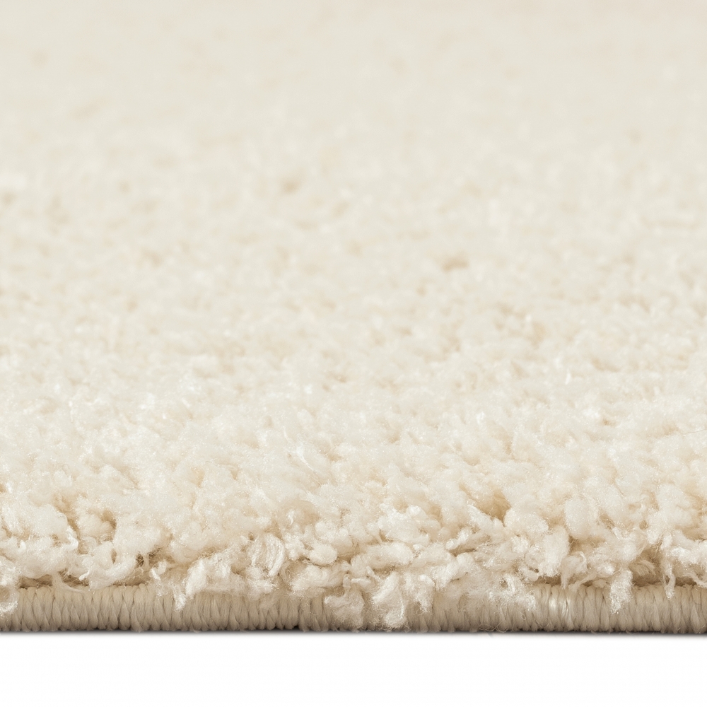 Gemütlicher Designerteppich Gästezimmer einfarbig creme