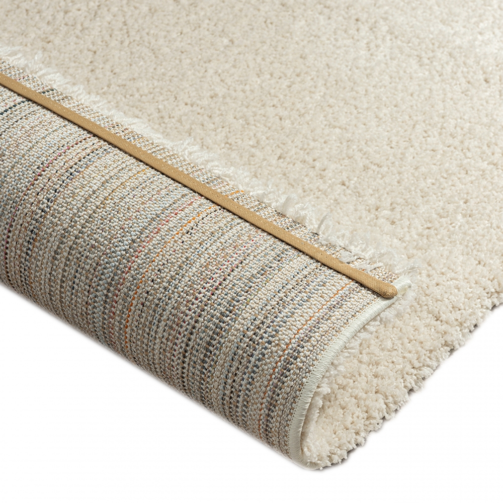 Gemütlicher Designerteppich Gästezimmer einfarbig creme