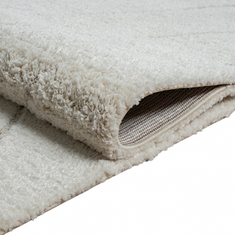 Natürliche Eleganz: 3D-Teppich mit skandinavischem Flair – Weiß, Creme-beige