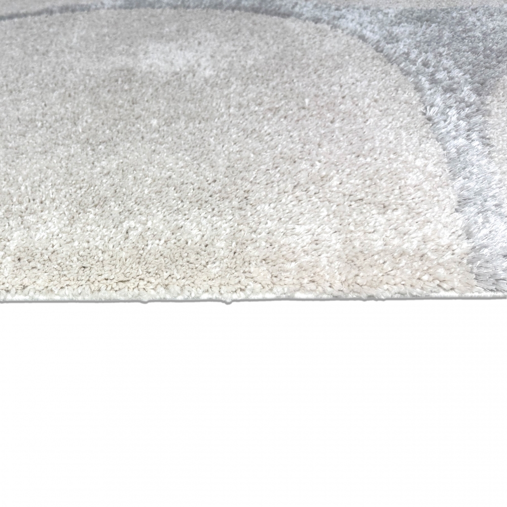 Moderner Hochflor Teppich mit elegantem Muster in Beige Grau