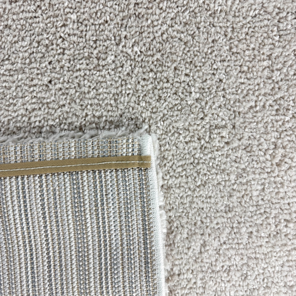 Moderner Hochflor Teppich mit elegantem Muster in Beige Grau