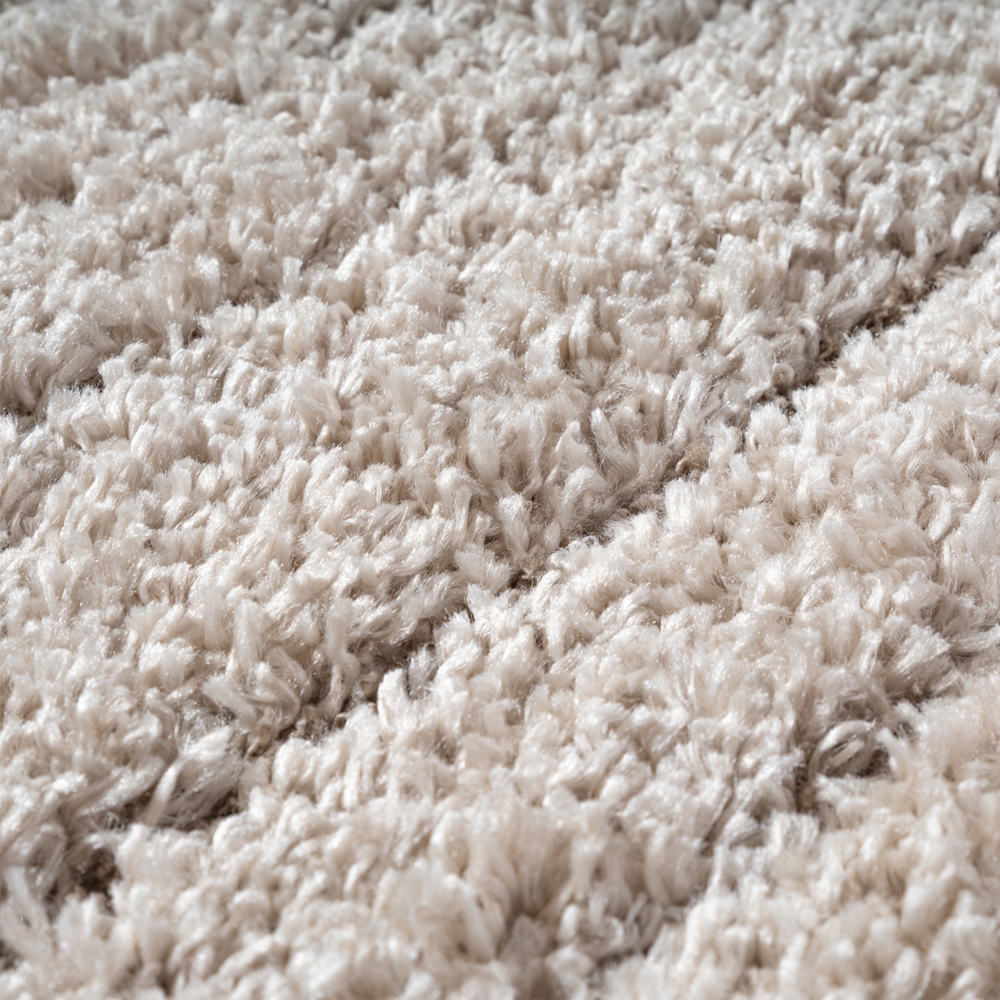 Teppich Beige mit Linienmuster weich pflegeleicht fürs Wohnzimmer
