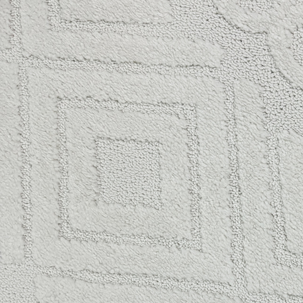 Boho Wohnzimmerteppich mit Rauten und Kreisen in Creme