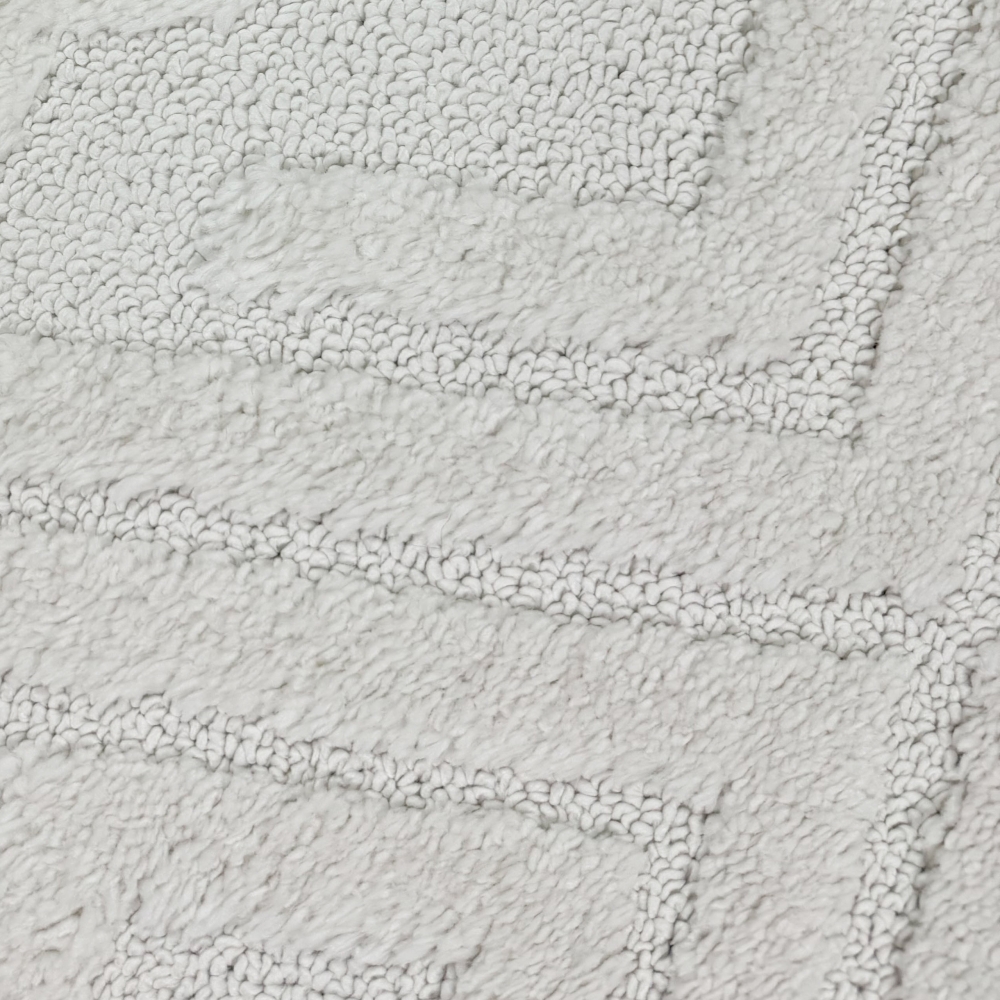 Boho Wohnzimmerteppich mit Rauten und Kreisen in Creme
