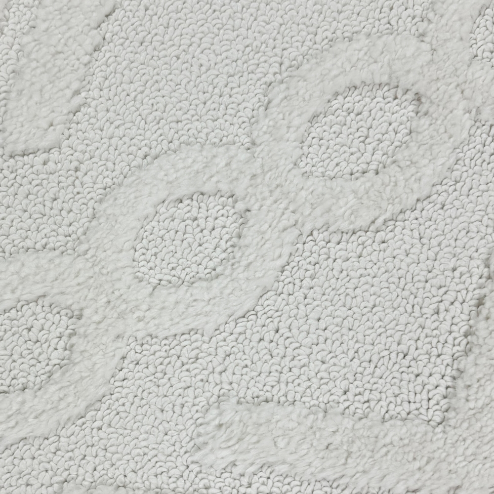 Boho Wohnzimmerteppich mit Rauten und Kreisen in Creme