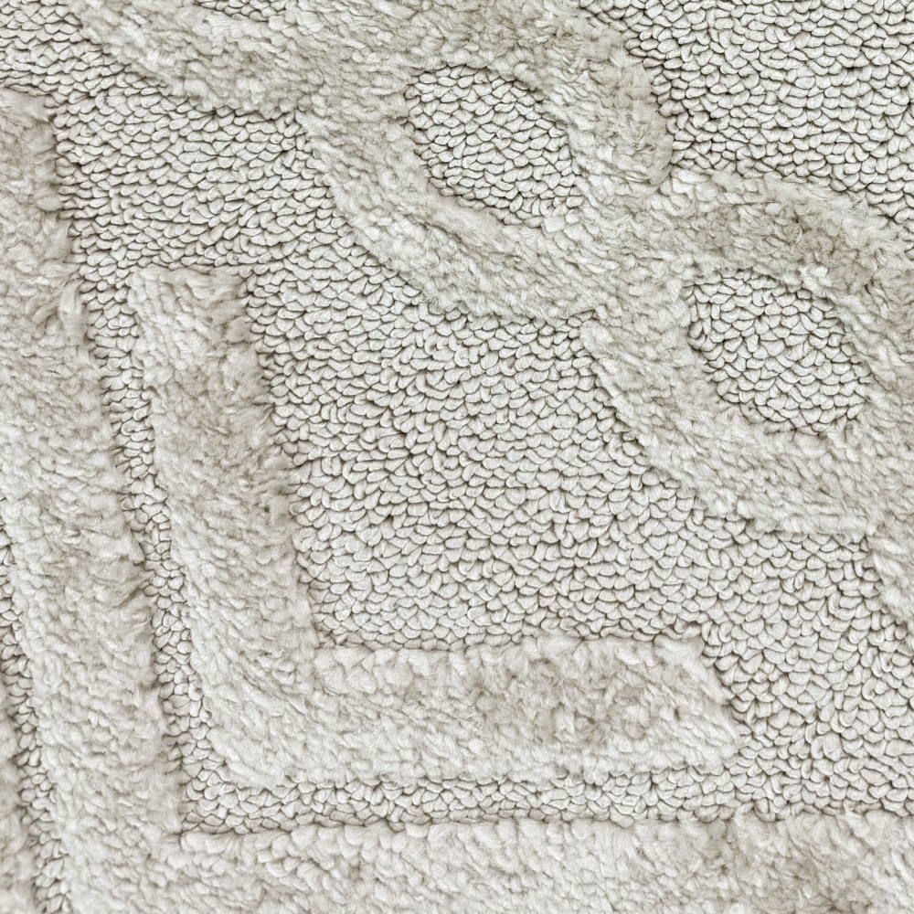 Wohnzimmerteppich Boho Style gemustert mit Rauten und Kreisen in Beige