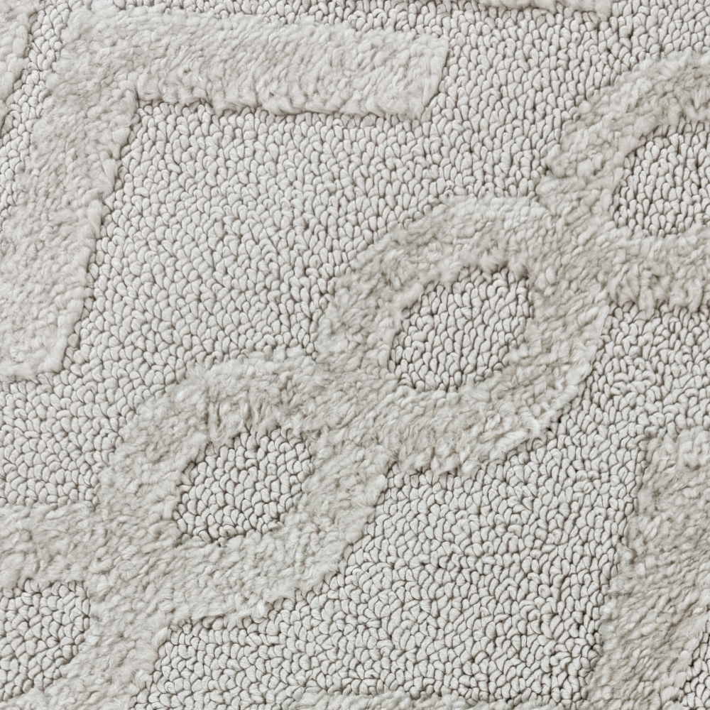 Wohnzimmerteppich Boho Style gemustert mit Rauten und Kreisen in Beige