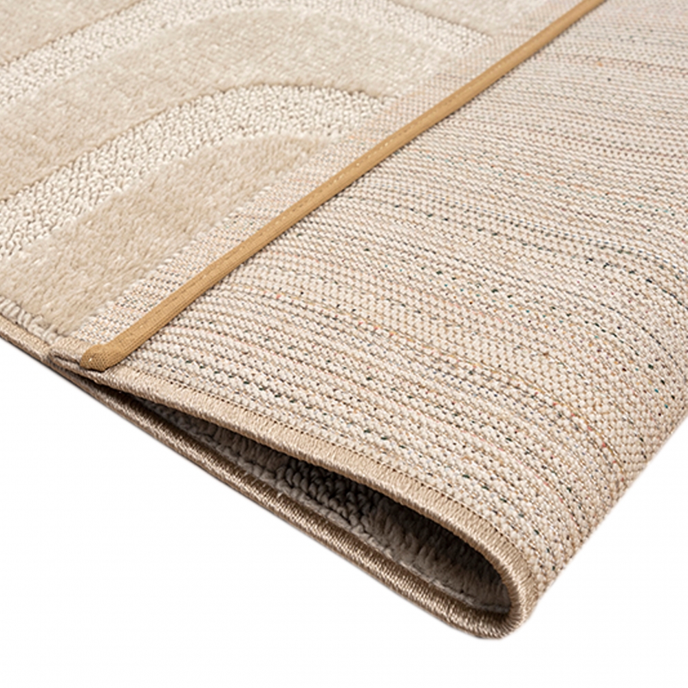 Wohnzimmer-/Schlafzimmerteppich mit Linienmuster in beige, leicht schimmernd