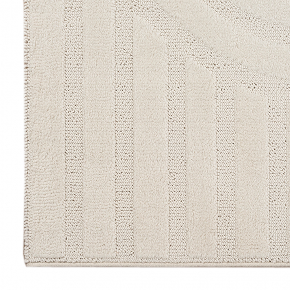 Schimmernder Wohnzimmer-/Schlafzimmer-Teppich strapazierfähig mit ovalem Linienmuster in Creme