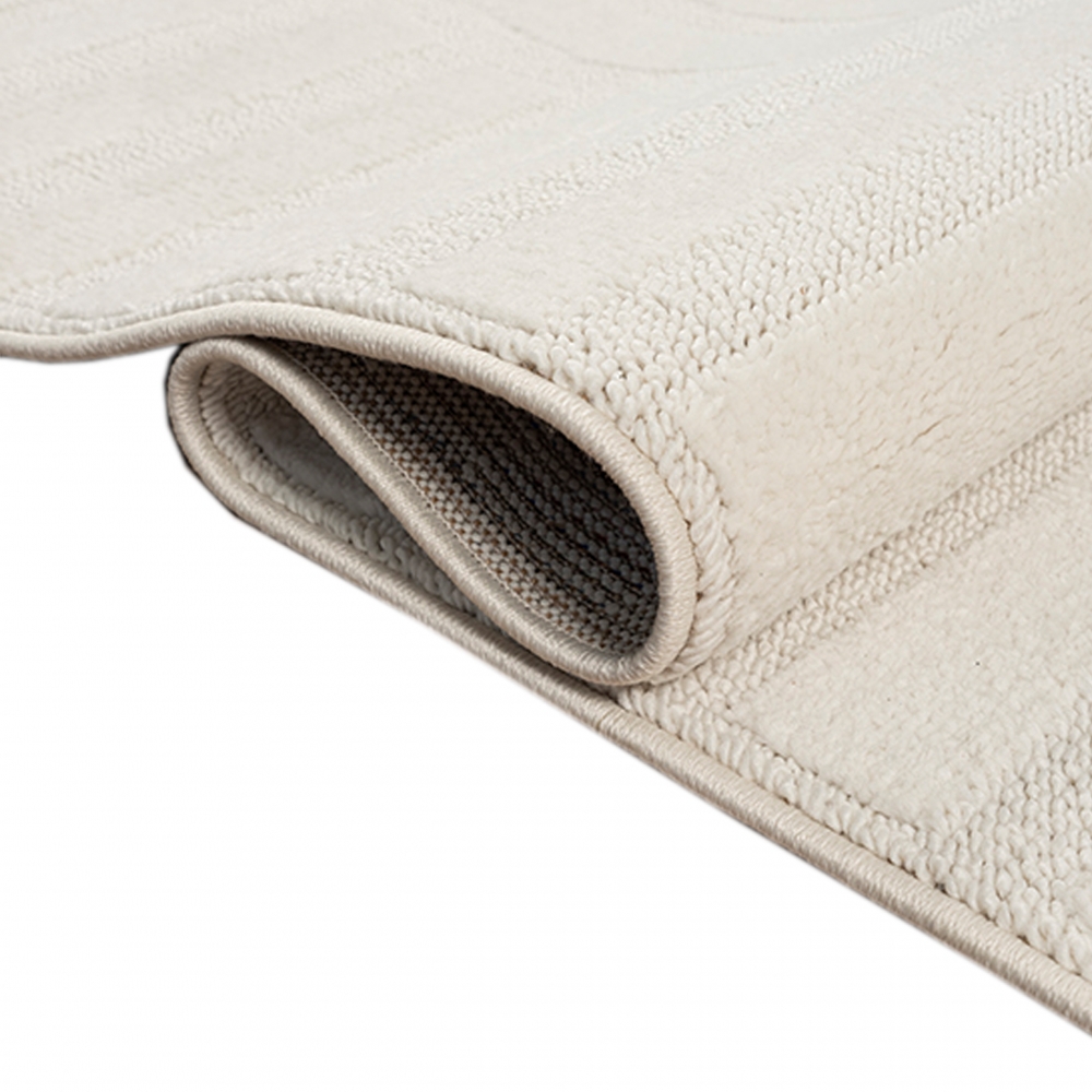 Schimmernder Wohnzimmer-/Schlafzimmer-Teppich strapazierfähig mit ovalem Linienmuster in Creme