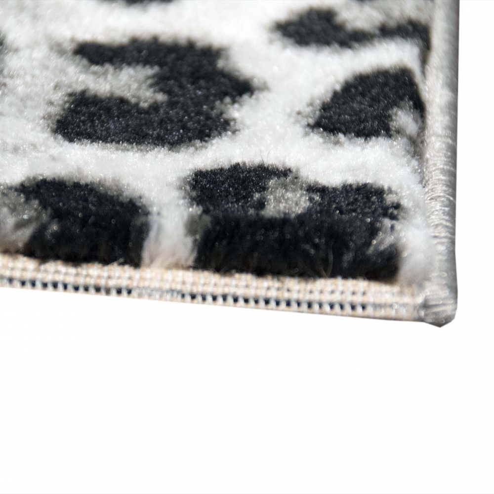 Moderner Teppich Leopardenmuster Grau Schwarz Creme fürs Zuhause