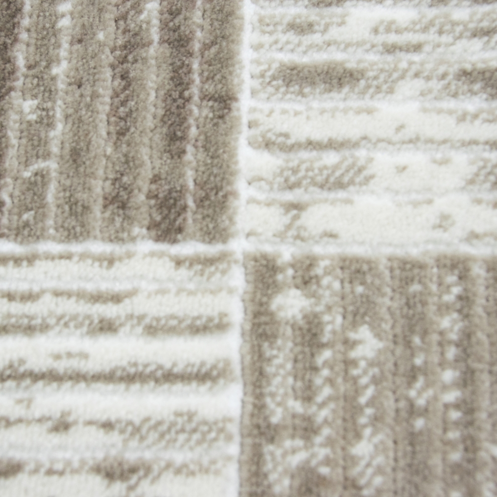 Moderner Kurzflorteppich mit Karomuster Beige Creme Moderner Kurzflorteppich mit Karomuster Beige Creme