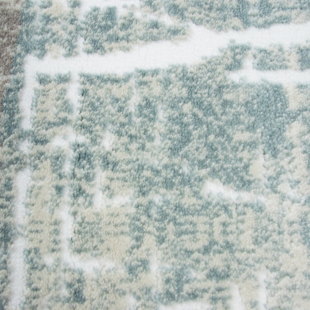 Moderner Kurzflorteppich Grau-Beige mit farbenfrohen Akzenten