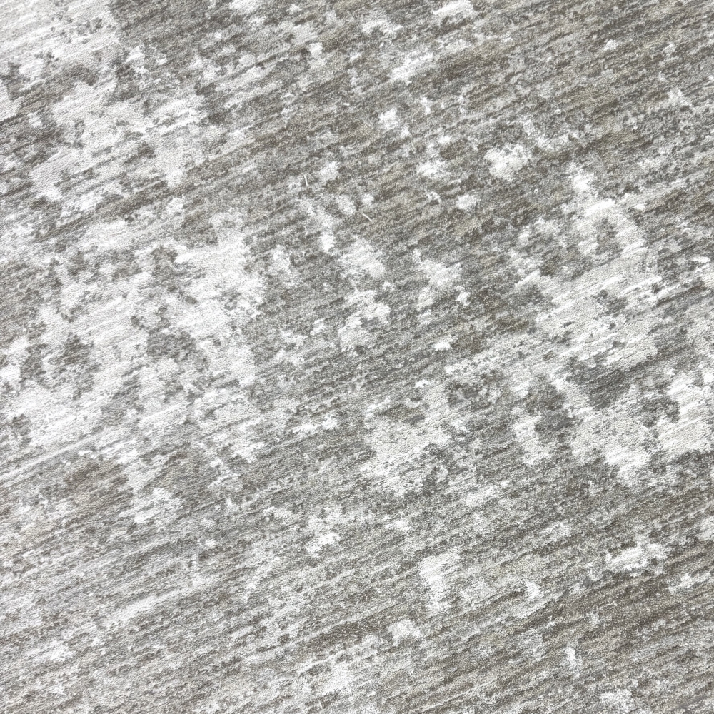 Teppich Beige Creme mit abstraktem Muster, Fransen und modernem Design