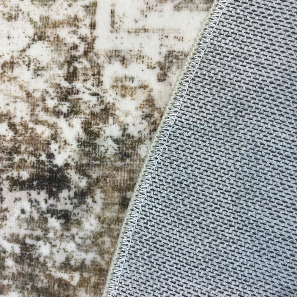 Beiger Teppich mit Vintage-Medaillon und floralen Details für Wohnräume