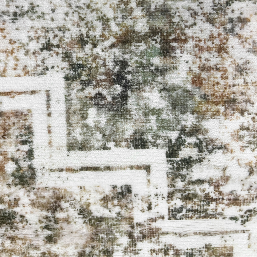 Beiger Teppich mit Vintage-Medaillon und floralen Details für Wohnräume