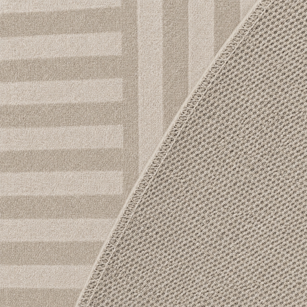 Moderner Teppich Beige abstraktes Liniendesign bedruckte Flanelloberfläche