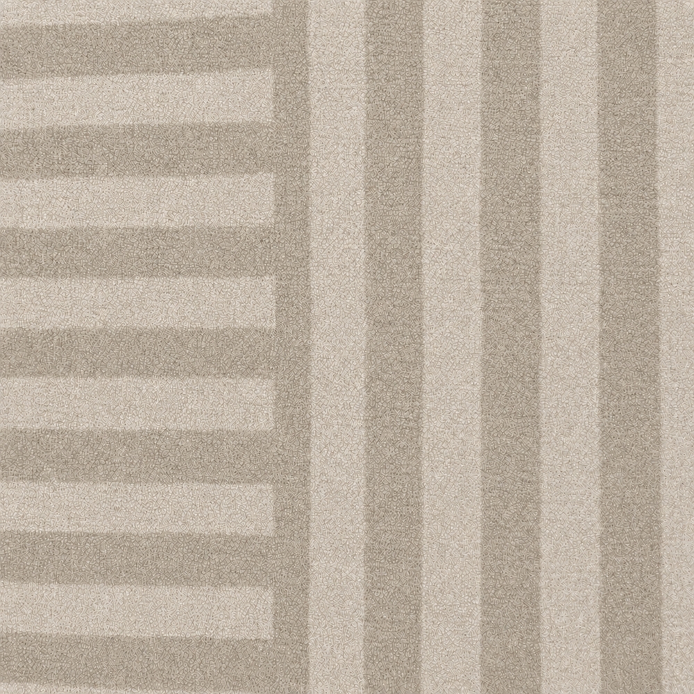 Moderner Teppich Beige abstraktes Liniendesign bedruckte Flanelloberfläche