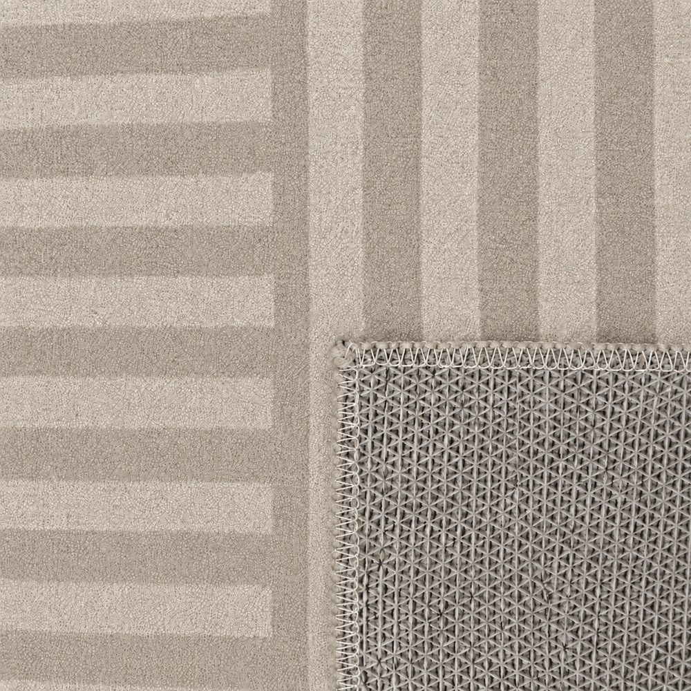 Moderner Teppich Beige abstraktes Liniendesign bedruckte Flanelloberfläche