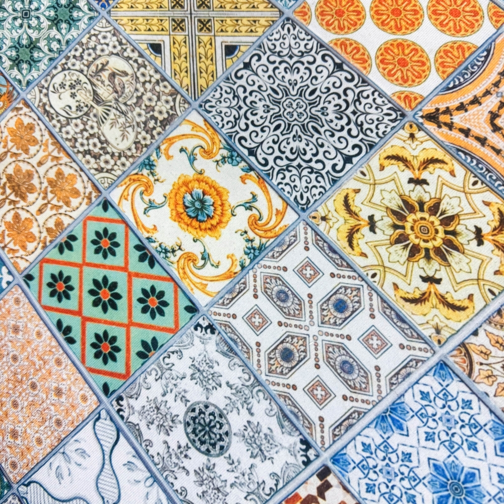 Küchenläufer Teppich bunt waschbar mit Fliesenmuster